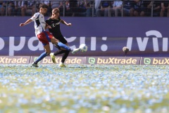 Daniel Elfadli, Joel Grodowski (Münster)
Hamburger SV - Preußen Münster 31.08.2024
Foto: S. Sanders