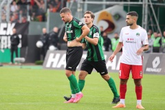 7. Spieltag 2023/2024: SC Preußen - VfB Lübeck 1:1. Yassine Bouchama musste mit gebrochener Nase ausgewechselt werden.