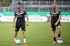 Trainingsauftakt bei Preußen Münster. Charalambos Makridis und Mikkel Kirkeskov (v.l.)