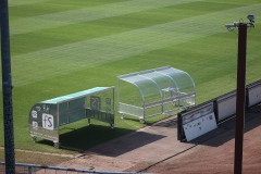 Umbau des Preußenstadions für die 2. Bundesliga. Sponsoren können diese speziellen "Fanplätze" buchen - sie erhalten einen Platz im Bereich der Ostkurve.